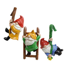 Load image into Gallery viewer, Happyyami 3pcs Garden Gnome Statue Set Outdoor Resin Dwarf Pendants Fairy Garden Decorations Tree Ornaments
