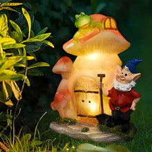 Load image into Gallery viewer, VINIUSIKI Garden Statues Mushroom House Gnome with Solar Light, LED Outdoor Fairy House Statue for Lawn,Balcony-Yard Art Patio Decor, Outdoor Easter Decorations Gifts for Mom Women
