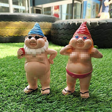 Load image into Gallery viewer, SBYMX 2Pcs Garden Gnome,Garden Gnome Statue Naughty Garden Gnome Funny Gnome,Goblin-Art Decoration for Lawn Ornaments Indoor or Outdoor Garden Decorations,Beige,6*12cm
