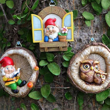 Load image into Gallery viewer, YIZITU Reading Gnomes Tree Faces Decors Outdoor Yard Statues Hanging For Garden Resin And Flower Pots Landscape Owl Hanging Ornaments
