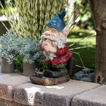Load image into Gallery viewer, Alpine Corporation 15&quot; Tall Outdoor Garden Gnome Smiling Yard Statue Decoration, Multicolor
