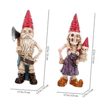 Load image into Gallery viewer, COSMEVIVI 1set Garden Gnome Skeleton Statue Resin Halloween Decoration for Outdoor and Indoor Use for Spooky Garden Micro-landscapes Gnome Figurine Lifelike Design Great for Halloween
