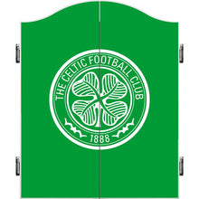 Load image into Gallery viewer, FOCO Officially Licensed Celtic Football Club Bhoys 1888 FC Darts and Dartboard Cabinet, Crest, Green (CAB093)
