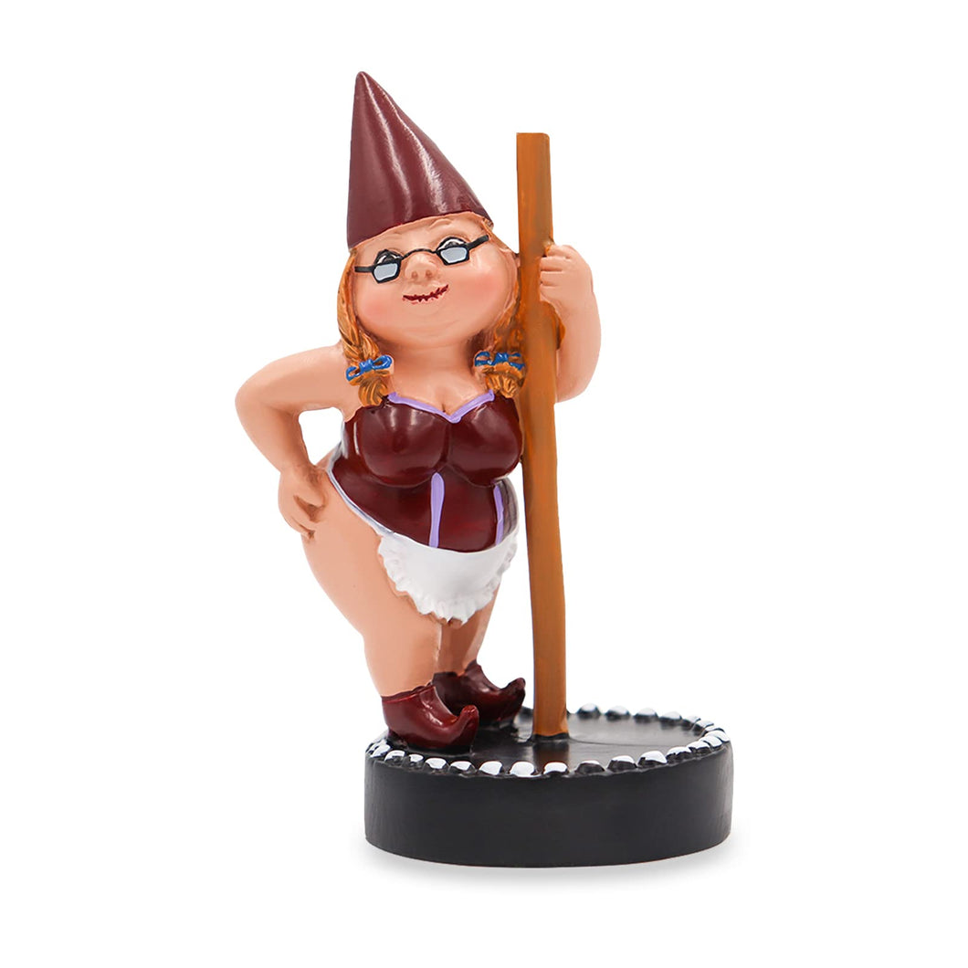 Dnoifne Pole Dancing Gnome Statue, Resin Garden Statues, Funny Outdoor Figure, Creative Spring Decoration, Dance Gnome, Lady Statue (Red)