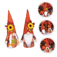 Load image into Gallery viewer, ULTECHNOVO 2pcs Thanksgiving Gnome Doll Decor Plush Gnomes for Garden Ornament Thanksgiving Day Adornment
