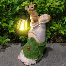 Load image into Gallery viewer, Garden Gnomes Statues - Dwarf Garden Statues with Integrated Solar Lantern - Funny Decorative Figures for Outdoor, Lawn, Patio, Balcony and Flower Bed
