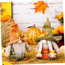 Load image into Gallery viewer, Cabilock 2pcs Decorative Gnome Dolls for Thanksgiving Knitted Fall Gnome Ornaments Maple Leaf Hats Harvest Festival Decor for Home and Garden
