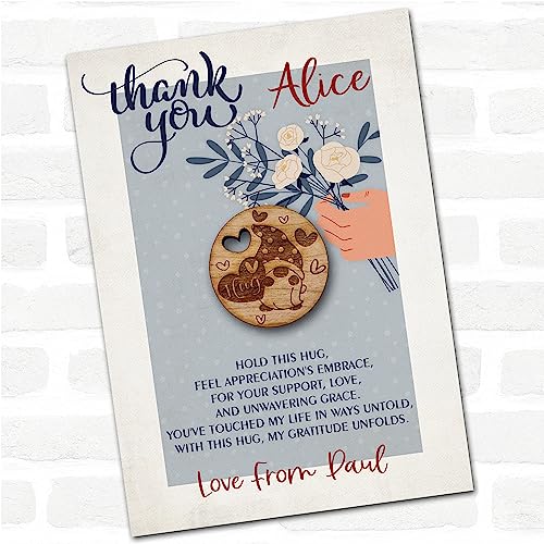 Gonk Gnome Blue Flowers Thank You Personalised Gift Pocket Hug