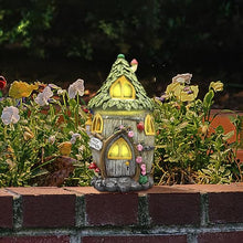 Load image into Gallery viewer, Solar Light Fairy Garden House, Solar Garden House Figurines, Backyard Halloween Decoration, Outdoor Statues, Outdoor, Lawn Ornaments for Home and Outdoor Decor
