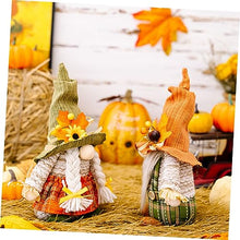 Load image into Gallery viewer, Cabilock 2pcs Decorative Gnome Dolls for Thanksgiving Knitted Fall Gnome Ornaments Maple Leaf Hats Harvest Festival Decor for Home and Garden
