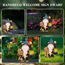 Load image into Gallery viewer, ZQQLITE Garden Gnome Statues Figurine Lights - Solar Powered Lighting Outdoor Decorations with Lantern &amp; Welcome Sign, Yard Art Lawn Ornaments for Porch Patio Balcony - Gnome Gifts for Women Mom
