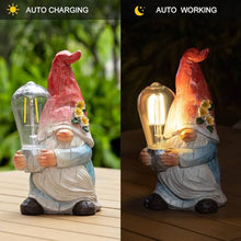 Load image into Gallery viewer, shumi Garden Gnomes Solar Outdoor Figurine Lights,Solar Garden Decorations Gnome Figurine for Patio Yard Backyard Lawn
