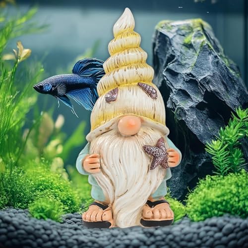 LIYAOLI Fish Aquarium Decor Ornaments Resin Garden Gnomes Statues Fish Tank Decorations Small Accessories Funny Home Ocean Decor Fish Toy for Betta Cichlid Goldfish Shrimps Hermit Crabs Turtle