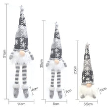 Load image into Gallery viewer, Christmas Gnome Decoration Set of 3, Christmas Gonks Gnomes Plush Swedish, Christmas Gonks Light Up Ornaments, Gnome Christmas Jumper Large Grey Pink, UK Christmas Elves Xmas Decorations with Legs

