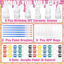 Load image into Gallery viewer, VioraWhite 6 Sets Happy Birthday Gnome Ceramics to Paint Ready to Paint Your Own Ceramic Gnome Statues DIY Unpainted Ceramics Paintable Birthday Gnome Figurines Kit Crafts with Brush Paint for Adults
