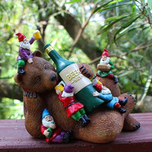 Load image into Gallery viewer, Garden Ornaments, Funny Garden Gnomes Drunk Bear Funny Gnome Statues Dwarf Figurine Resin Garden Statue Home Decoration for Lawn Ornaments
