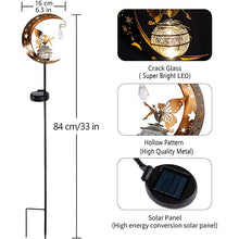 Load image into Gallery viewer, BomKra Solar Garden Ornaments Outdoor Fairy Solar Light Moon Star Crackle Glass Ball Stake Metal Lights Decorative Waterproof Warm White LED for Garden Pathway Lawn Patio Grave (A)
