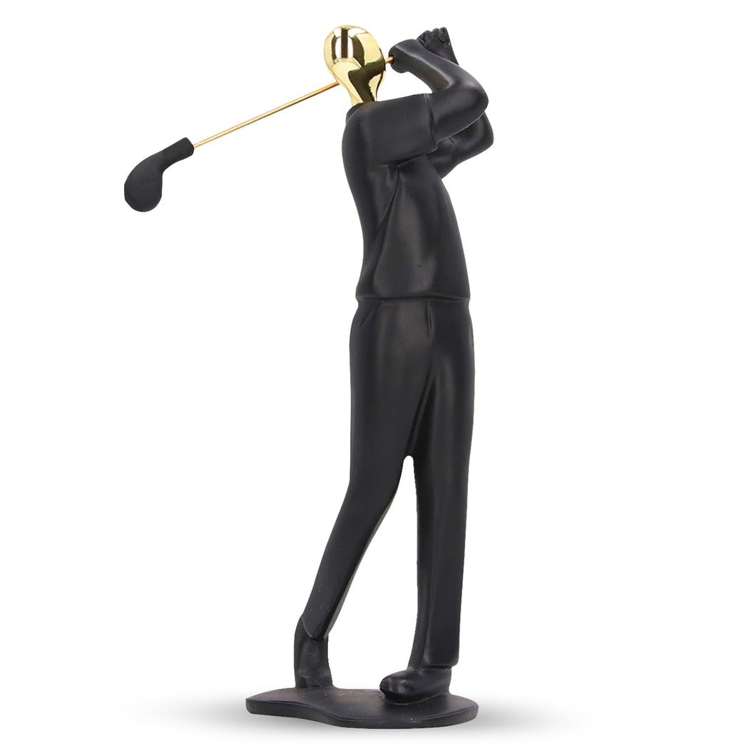 Golf Figurine Statue, Golfer Sculpture Golf Desktop Ornament Matte Black Golfer Figurine Sports Figures Resin Golfer Sculpture Modern Decor for Living Room Home Decor