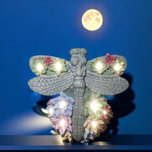 Load image into Gallery viewer, Kraledge Garden Statue, Dragonfly Patio Decor Solar Statue with 10 LED Lights, Resin Dragonfly Figurines Ornament for Balcony, Yard, Lawn Ornament, Perfect Garden Gift
