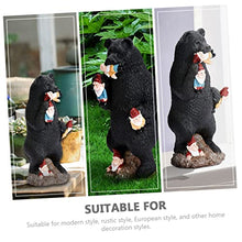Load image into Gallery viewer, Happyyami Black Bear Statue Garden Gnome Decoration Durable Lawn Art Sculpture for Outdoor Patio Fun Bear Figurine for Garden Decor Bright Colors for Festivals and Parties
