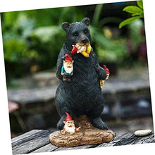 Load image into Gallery viewer, Happyyami Black Bear Statue Garden Gnome Decoration Durable Lawn Art Sculpture for Outdoor Patio Fun Bear Figurine for Garden Decor Bright Colors for Festivals and Parties
