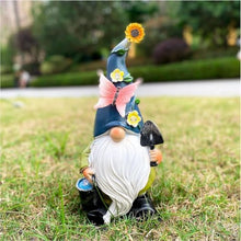 Load image into Gallery viewer, Solar Gnome Statue, Outdoor Garden Figurine, Resin Yard Decoration, Built-In Solar Panel, Waterproof Lighting Feature, Patio Lawn Porch Use, Size 10.63x5.12x5.91
