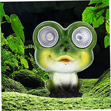 Load image into Gallery viewer, Happyyami Creative Solar Powered Frog Garden Lantern Green Resin Statue for Outdoor Decor for Patio Lawn and Pathway Lighting Elegant Solar Garden Ornament with
