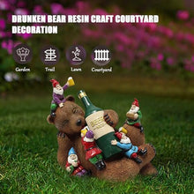 Load image into Gallery viewer, Garden Ornaments, Funny Garden Gnomes Drunk Bear Funny Gnome Statues Dwarf Figurine Resin Garden Statue Home Decoration for Lawn Ornaments
