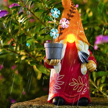 Load image into Gallery viewer, Solar Gnome, Creative Garden Gnome Dwarf Holding Flower Pot, Resin Decorative Solar Light Sculpture Gnomes Outdoor Faceless Doll for Patio, Lawn, Yard, and Doorway, 6.06x5.51x12.79 Inches
