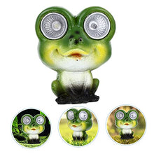 Load image into Gallery viewer, Happyyami Creative Solar Powered Frog Garden Lantern Green Resin Statue for Outdoor Decor for Patio Lawn and Pathway Lighting Elegant Solar Garden Ornament with
