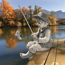Load image into Gallery viewer, Design Toscano NG32122 Frederic the Little Fisherman of Avignon Boy Fishing Garden Statue, 38 cm, Polyresin, Two Tone Stone
