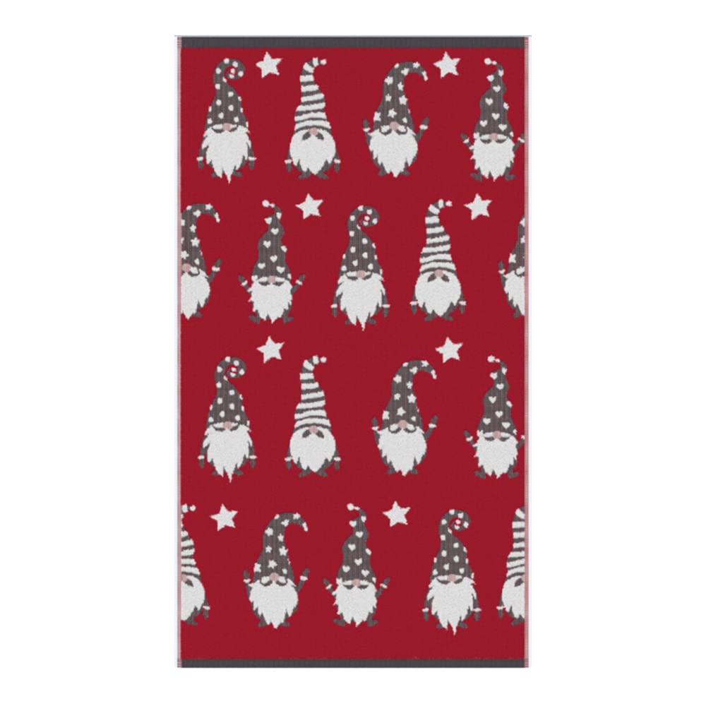 Fusion - Red Christmas Gonks Hand Towel 2 Pack (50 x 90cm) - Soft & Fluffy 100% Cotton - Christmas Gnomes Santa Hand Towels - Christmas Bathroom Towels - Christmas Decorations/Bathroom Accessory