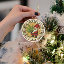 Load image into Gallery viewer, Christmas Ornaments Decorations - 3.6 in Acrylic Two Sided Printing (Let&#39;s Get Lit Gnome Weed Leaf 2 - Cannabis Leaf and Gnome Smoking Friend Gifts Ideas)
