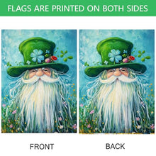 Load image into Gallery viewer, Morigins Welcome St Patricks Day Garden Flag Double Sided Gnome with Green Shamrock Hat Lucky Clover Holiday Yard Outdoor Flag House Flag 28×40 inch
