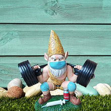 Load image into Gallery viewer, YEJIANGHUA Weightlift Gnome Garden Statue Resin Weatherproof White Beard Gnome Figurines Ornament Home Gym Decor Pretty Natural
