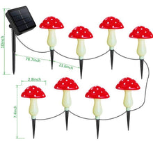 Load image into Gallery viewer, Homeleo 8 Pack Red Mushroom Solar Lights for Outdoor Garden Decor, Waterproof Solar Powered Fairy Ornaments for Yard Fence Lawn Pathway Landscape Lighting Thanksgiving Halloween Christmas Decorations
