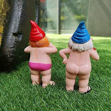 Load image into Gallery viewer, SBYMX 2Pcs Garden Gnome,Garden Gnome Statue Naughty Garden Gnome Funny Gnome,Goblin-Art Decoration for Lawn Ornaments Indoor or Outdoor Garden Decorations,Beige,6*12cm
