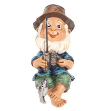 Load image into Gallery viewer, hardinox Garden Ornament Outdoor - Fishing Gnome Statue Resin Figurine Dwarf Sculpture for Pond Lawn Yard Decorations
