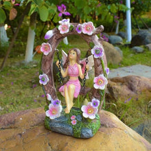 Load image into Gallery viewer, VEEKI Garden Statue Outdoor, Cute Solar Fairy Statue Resin Figurine Lights Outdoor Waterproof, Outdoor Decor Sculpture for Garden Yard Patio Lawn, Fairy Gifts for Mom Grandma Women
