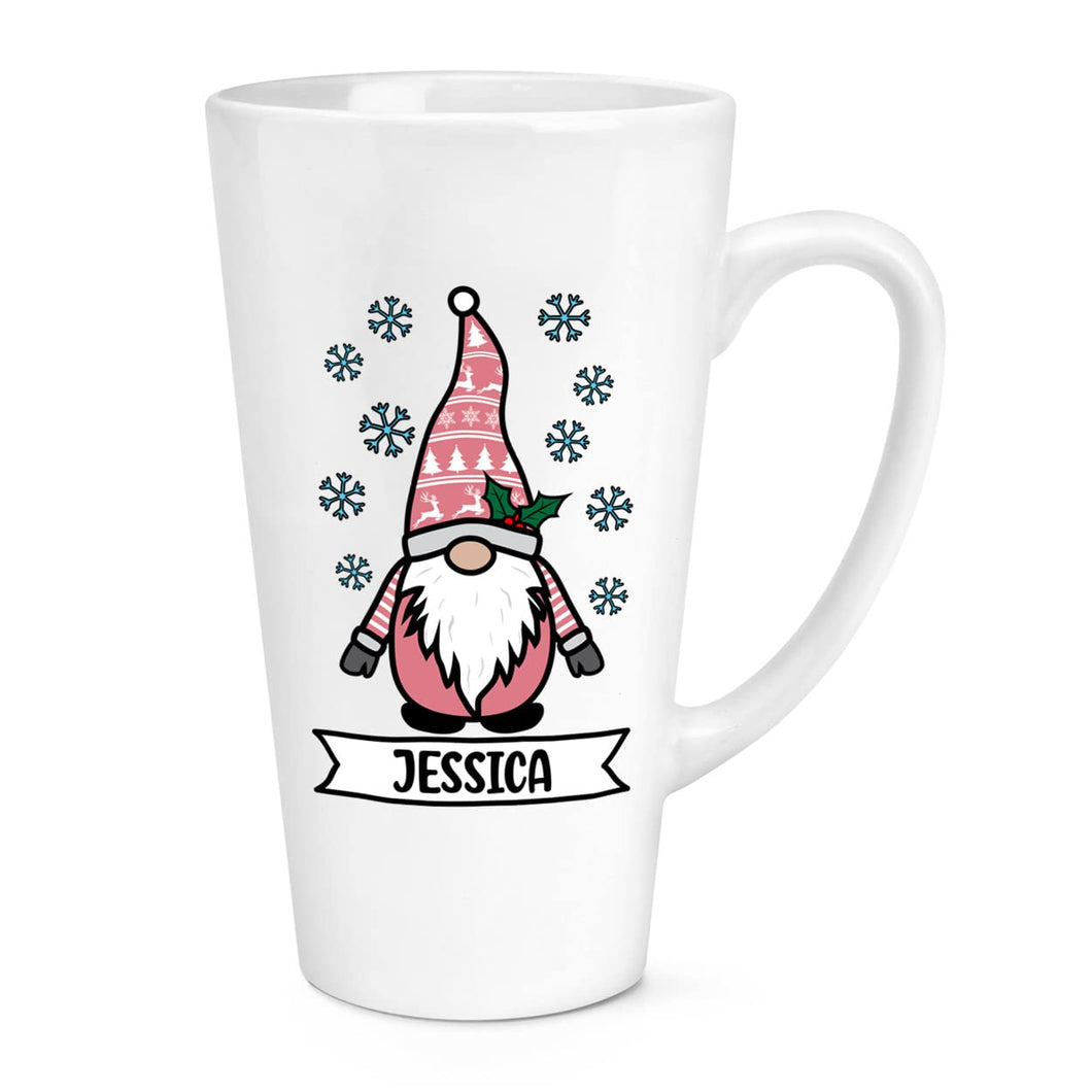 Personalised Gonk Gnome Pink Festive Christmas 17oz Large Latte Mug Cup