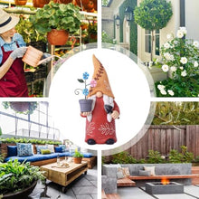 Load image into Gallery viewer, Solar Gnome, Creative Garden Gnome Dwarf Holding Flower Pot, Decorative Solar Light Sculpture, Faceless Outdoor Doll for Patio, Lawn, Yard, and Doorway Decor, 6.06x5.51x12.79 inch
