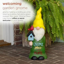 Load image into Gallery viewer, Alpine Corporation 24&quot; H Gnome Place Like Home Indoor/Outdoor Garden Gnome Statue, Green/Yellow
