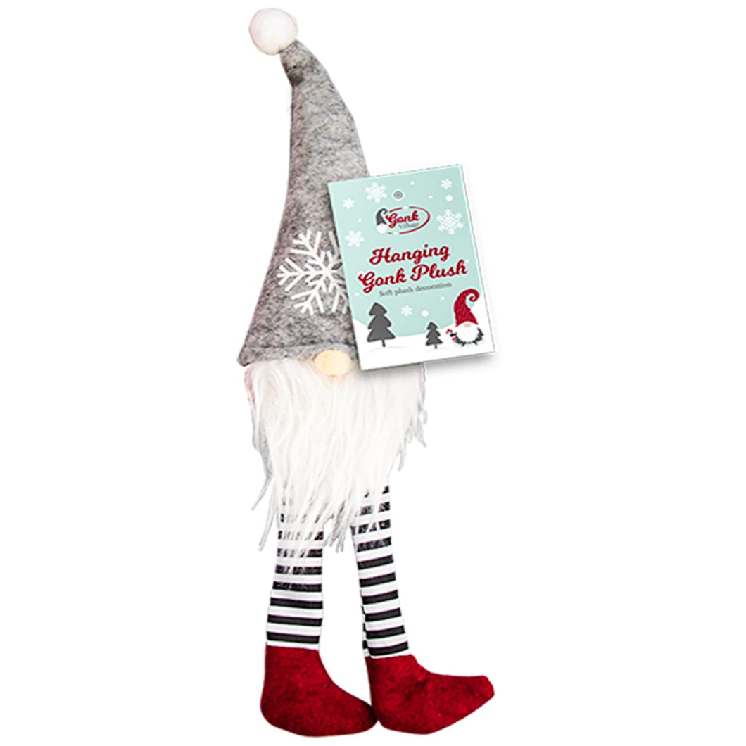 Tech Island Hanging Gonk 40cm Christmas Plush Gonk Gnome Hanging Knitted Hat Scandinavian Santa Home Decoration, Sequins Tomte, Winter Table Ornament, Holiday Presents (Grey)
