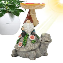 Load image into Gallery viewer, Garden Turtle Sculpture, Outdoor Lawn Ornament, Solar Turtle Decor, Solar Resin Figurine, Decorative Garden Light, Solar Turtle Feeder, Solar Powered Gnome, Outdoor Yard Decor, Turtle Statue Feeder, S
