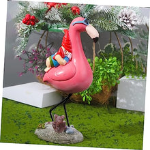 Load image into Gallery viewer, Toyvian Naughty Resin Gnome Statue on Flamingo Ornament for Garden Decor Wear-Resistant Lawn Gnome Adornment Funny Outdoor Decoration for Courtyards and Patios
