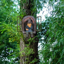 Load image into Gallery viewer, BLLREMIPSUR Garden Gnome Figures Decoration, Elf Out The Door Tree Hugger, 3D Resin Gnome Statue Tree Decoration, Vintage Fairy Tale Mystery Plant House, for Patio, Lawn, Tree Trunk, Garden
