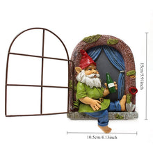 Load image into Gallery viewer, Funny Garden Accessories Santa Gnome Drinking on Window Statue - Weatherproof Outdoor Garden Tree Decor for Yard, Lawn, Porch - Hanging Tree Wall Decoration -Gift for Men, Women, Gnome Lovers
