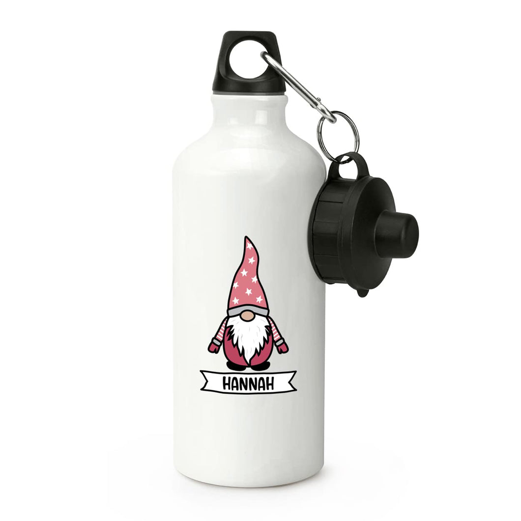 Gift Base Personalised Gonk Gnome Pink Scandi Sports Bottle Water Gym 600ml White