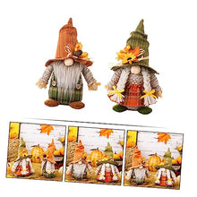 Load image into Gallery viewer, Cabilock 2pcs Decorative Gnome Dolls for Thanksgiving Knitted Fall Gnome Ornaments Maple Leaf Hats Harvest Festival Decor for Home and Garden
