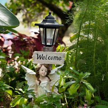 Load image into Gallery viewer, Garden Fairy Solar Light Welcome Sign, 22&quot; in Height, Decorative Outdoor Statue with Auto Light-Up Feature
